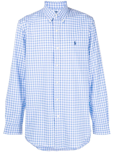 Polo Ralph Lauren Logo-embroidered Gingham-check Shirt In Blau | ModeSens