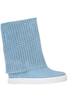 CASADEI 90Mm Perforated Suede Wedge Sneakers, Light Blue