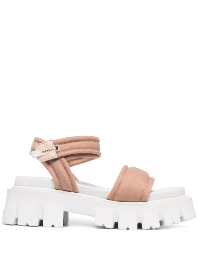 Shop Premiata Side Touch-strap Fastening Sandals In Neutrals