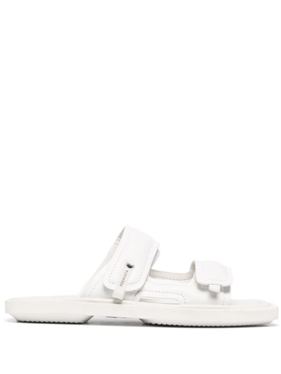 Shop Premiata Double-strap Leather Sandals In White