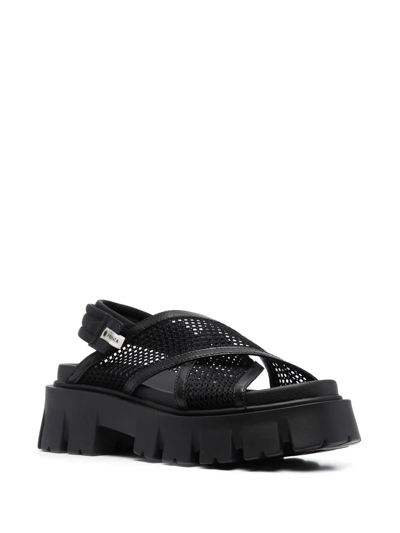 Shop Premiata Mesh-strap Detail Sandals In Black