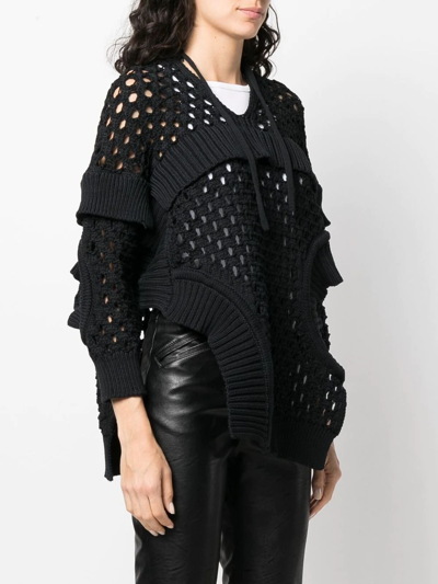 Shop Stella Mccartney Open-knit Rib-trim Jumper In Black