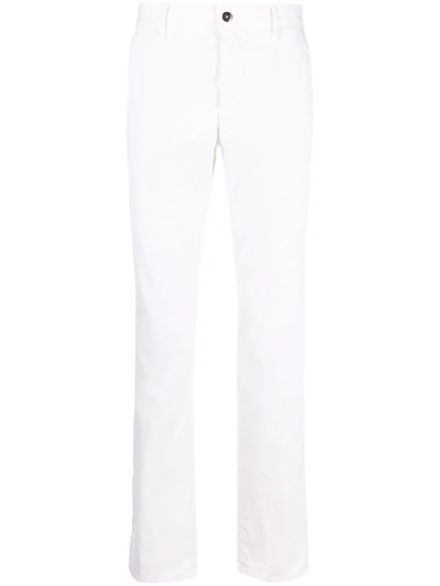 Shop Incotex Cotton Slim-cut Trousers In Weiss