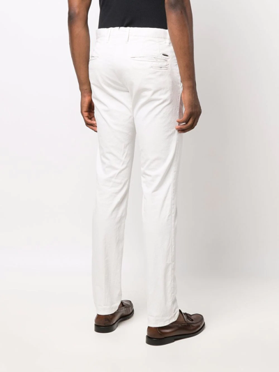 Shop Incotex Cotton Slim-cut Trousers In Weiss