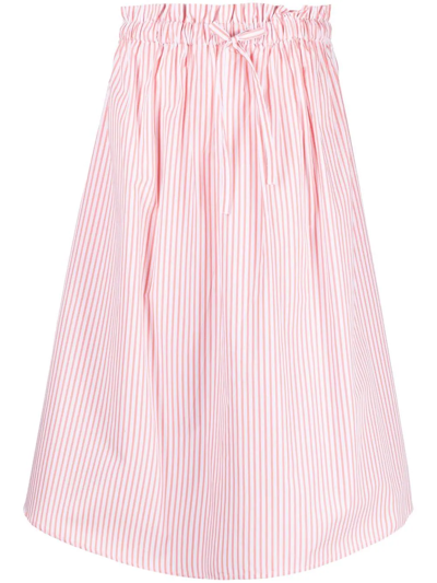 Woolrich Patchwork Stripe-print Midi Skirt In Blau