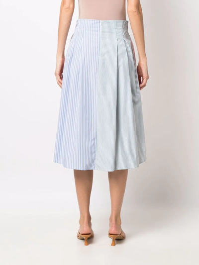 Woolrich Patchwork Stripe-print Midi Skirt In Blau