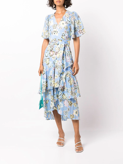 Shop Tanya Taylor Brittany Floral-print Dress In Blau