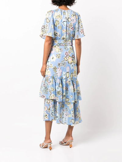 Shop Tanya Taylor Brittany Floral-print Dress In Blau