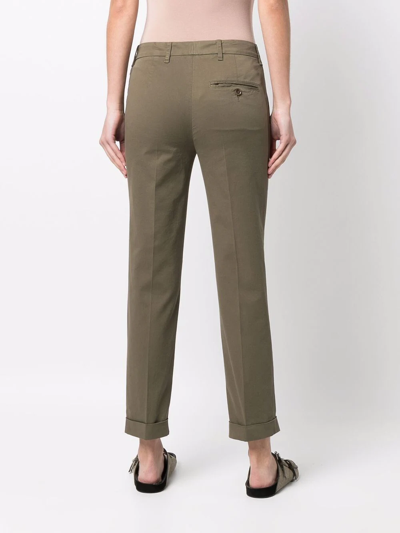 Shop Aspesi Slim-cut Cotton Trousers In Grün