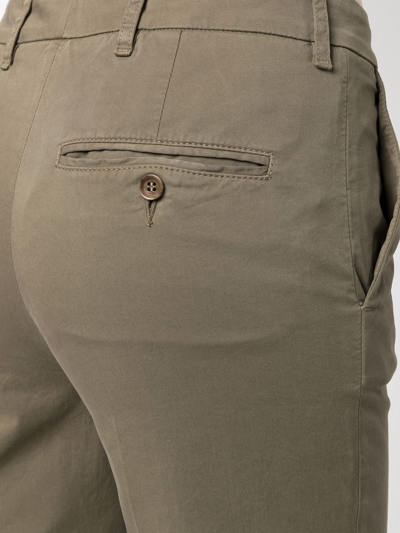 Shop Aspesi Slim-cut Cotton Trousers In Grün