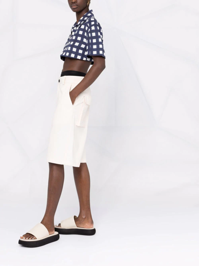 Jacquemus Check Pattern Cropped Shirt In Blue