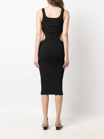 Shop Versace Jeans Couture Buckle-strap Knitted Dress In Schwarz