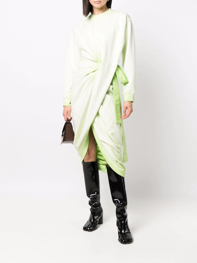 Shop Y/project Cinched-waist Sweatshirt Dress In Grün