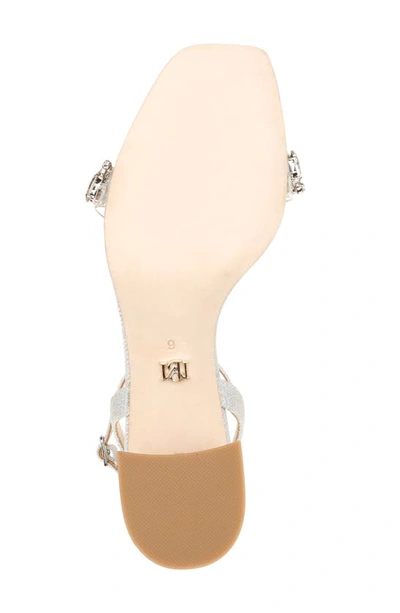 Shop Badgley Mischka Harlow Sandal In Silver Metallic Textile