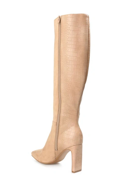 Journee Collection Elisabeth Croc Embossed Tall Boot In Nude