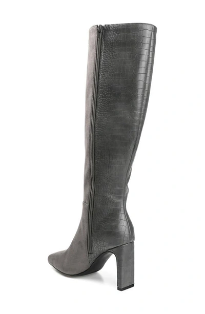 Journee Collection Elisabeth Croc Embossed Tall Boot In Grey