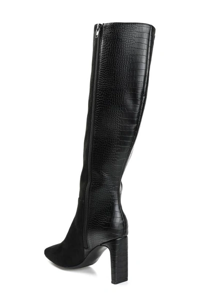 Journee Collection Elisabeth Croc Embossed Tall Boot In Black