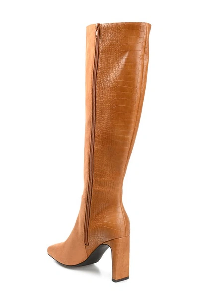 Journee Collection Elisabeth Croc Embossed Tall Boot In Tan