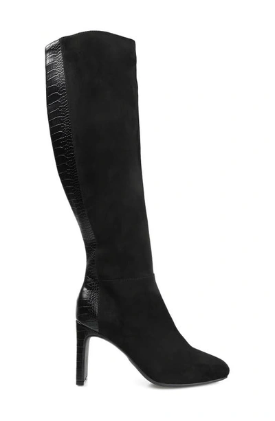 Journee Collection Elisabeth Croc Embossed Tall Boot In Black