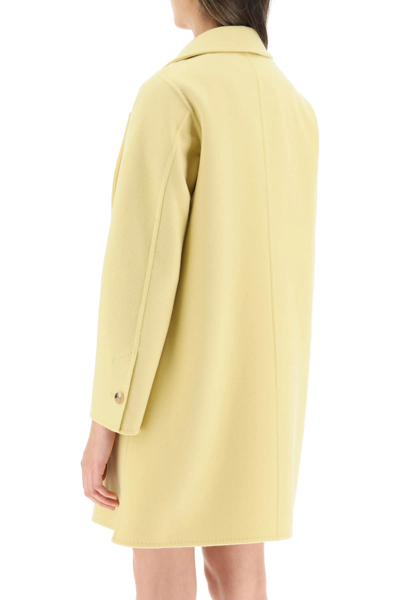 Shop Max Mara Wool And Cashmere Peacoat In Yellow