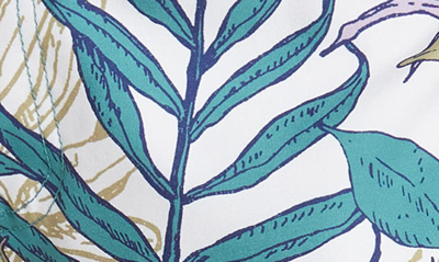 Shop Sovereign Code Joyride Tropical Print Drawstring Swim Trunks In Botanical/ Ecru