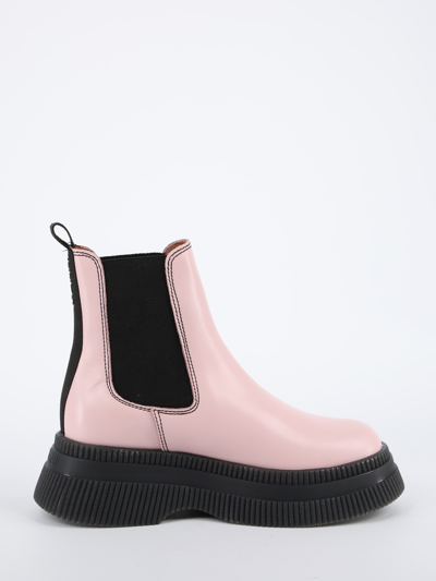 Shop Ganni Creepers Chelsea Boots In Pink
