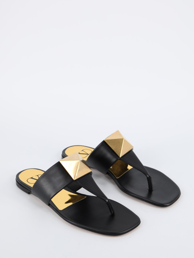 Shop Valentino One Stud Thong Sandals In Black