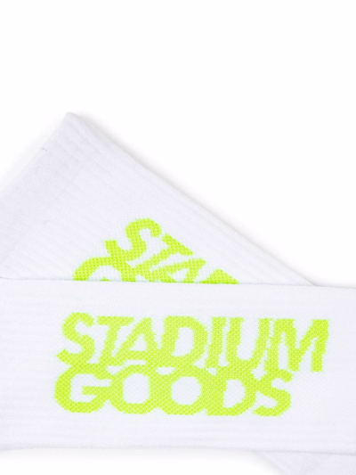Stadium Goods Logo "glow In The Dark" Crew Socks In White
