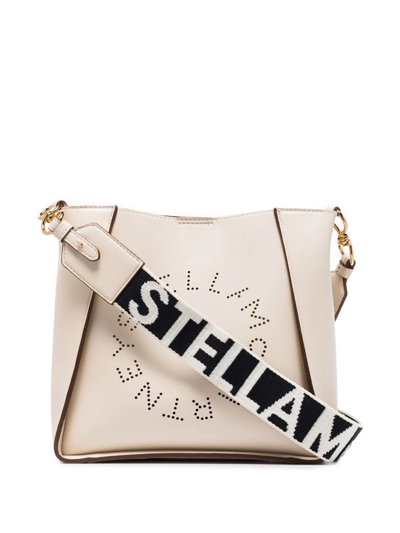 Shop Stella Mccartney Mini Stella Logo Shoulder Bag In White