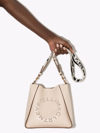 Shop Stella Mccartney Mini Stella Logo Shoulder Bag In White