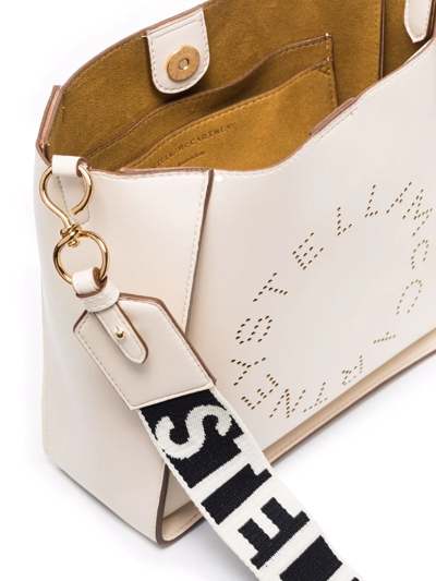 Shop Stella Mccartney Mini Stella Logo Shoulder Bag In White