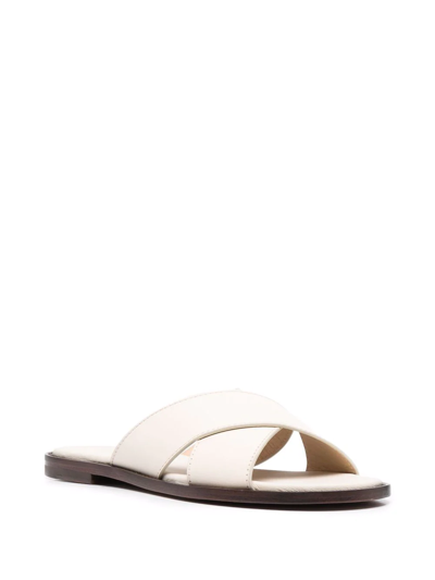 Shop Doucal's Cross-strap Leather Sandals In Neutrals
