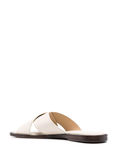 Shop Doucal's Cross-strap Leather Sandals In Neutrals
