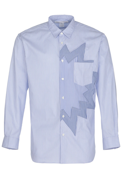 Shop Comme Des Garçons Shirt Patchwork Striped Shirt In Blue/stripes