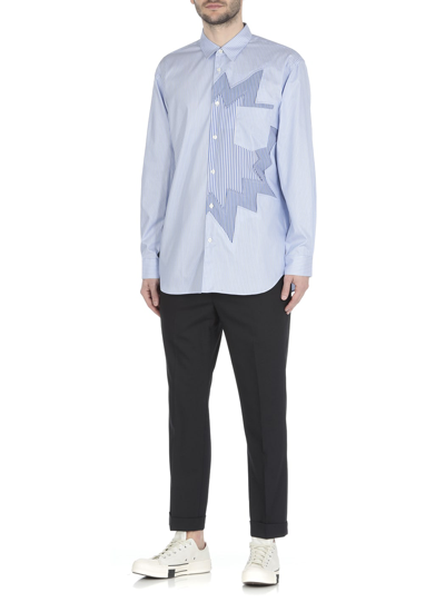 Shop Comme Des Garçons Shirt Patchwork Striped Shirt In Blue/stripes