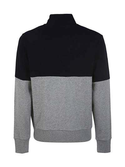 Shop Fred Perry Fp Colourblock Half Zip Sweatshirt In Steel Marl