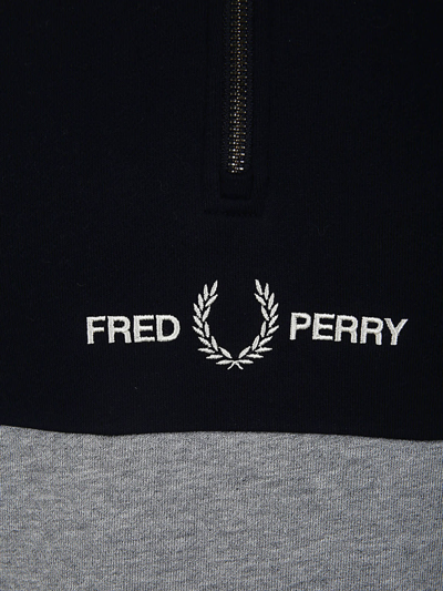 Shop Fred Perry Fp Colourblock Half Zip Sweatshirt In Steel Marl