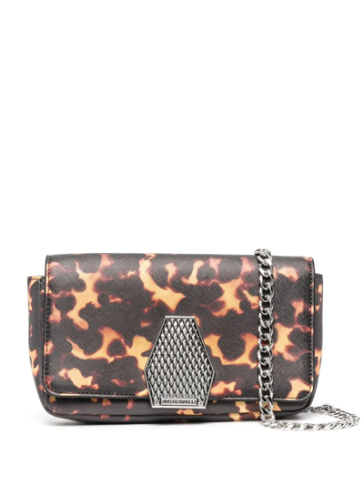 Shop Just Cavalli Tortoiseshell-print Logo-plaque Shoulder Bag In Black