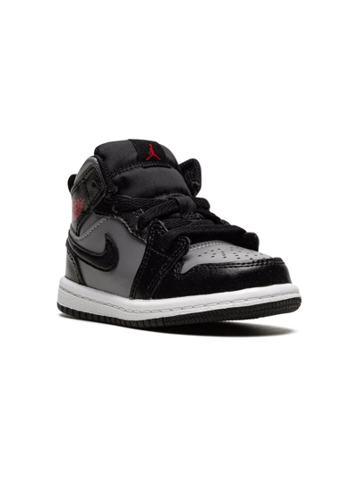 Shop Jordan 1 Mid Sneakers In Black/gym Red-particle Grey