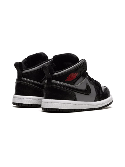 Shop Jordan 1 Mid Sneakers In Black/gym Red-particle Grey