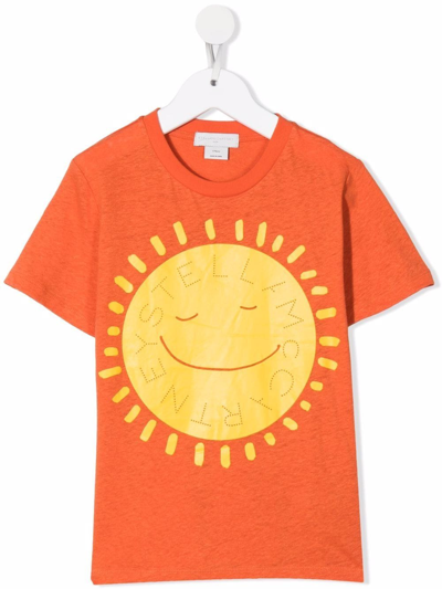 Shop Stella Mccartney Logo Sun-print T-shirt In Orange