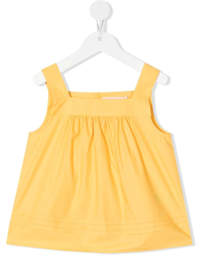 Shop Bonpoint Teen Sleeveless Cotton Blouse In Yellow