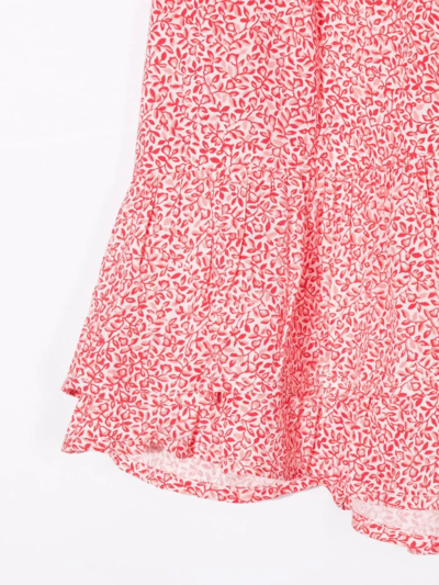 Shop Michael Kors Floral-print Tiered Skirt In Red