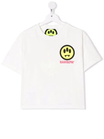 Shop Barrow Teen Logo-print Cotton T-shirt In White