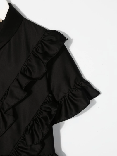 Elie Saab Junior Kids' Short-sleeved Ruffled Blouse In Black