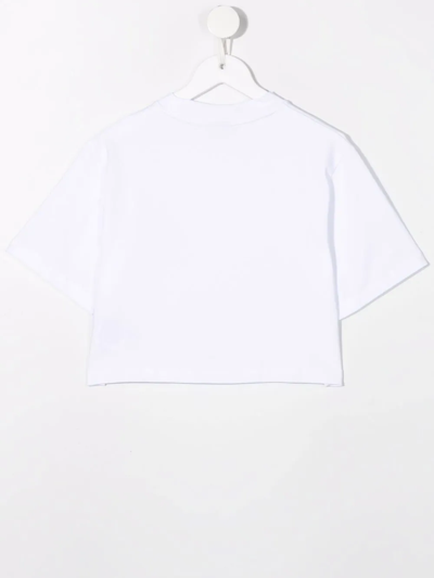 Shop Gcds Cherry-embroidered Cropped T-shirt In White
