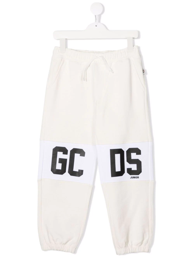 Shop Gcds Logo-print Track Pants In Neutrals
