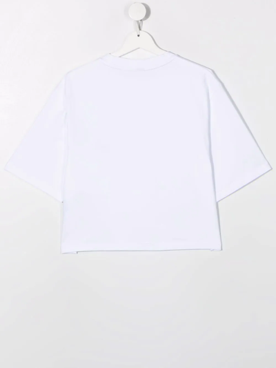 Shop Gcds Teen Cherry-embroidered Cropped T-shirt In White