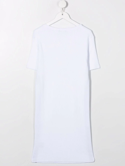 Shop Balmain Teen Logo-tape T-shirt Dress In White