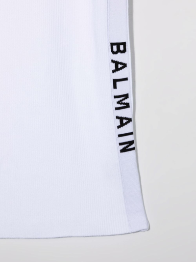 Shop Balmain Teen Logo-tape T-shirt Dress In White